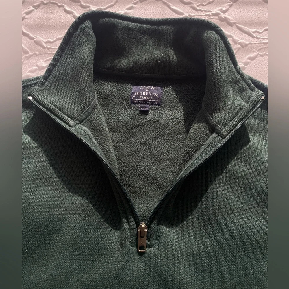 J. Crew - Quarter Zip Fleece Lined Pullover Sweater in Forest Green - Size M